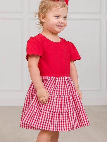Rufflebutts Baby/Toddler Girls Mediaced Media Sleeve Tier Dress in Saudi Arabia