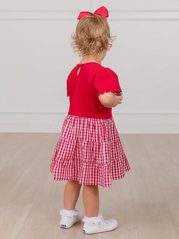 Rufflebutts Baby/Toddler Girls Mediaced Media Sleeve Tier Dress in Saudi Arabia