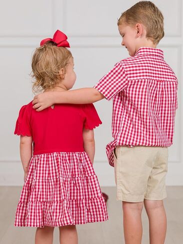 Rufflebutts Baby/Toddler Girls Mediaced Media Sleeve Tier Dress in Saudi Arabia