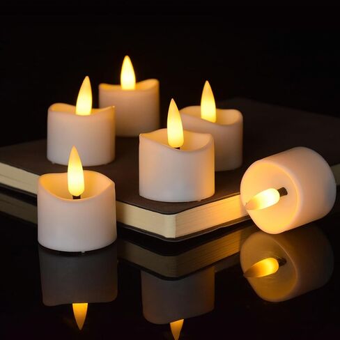 مصابيح شاي LED ذات 6 عبوات مع عديمة الفوضى مع شموع نذرية ثلاثية الأبعاد واقعية تديرها بطارية تديرها بطارية-تدوم منذ فترة طويلة عمرها 400 ساعة-مصابيح شاي آمنة لحفل الزفاف والمنزل والمنزل in Saudi Arabia