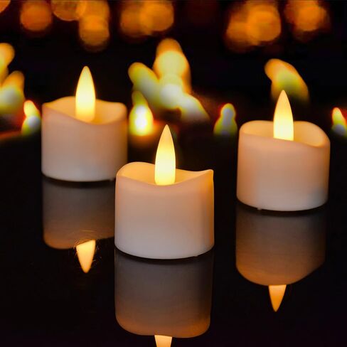 مصابيح شاي LED ذات 6 عبوات مع عديمة الفوضى مع شموع نذرية ثلاثية الأبعاد واقعية تديرها بطارية تديرها بطارية-تدوم منذ فترة طويلة عمرها 400 ساعة-مصابيح شاي آمنة لحفل الزفاف والمنزل والمنزل in Saudi Arabia