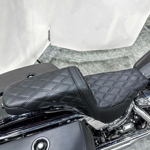 Mofun Driver Setenger Seat Potorcycle Two Up Seat متوافق مع Harley Softail Street Bob Slim Deluxe Heritage Classic Standard Models 2018-2025 (Red Stitching) in Saudi Arabia