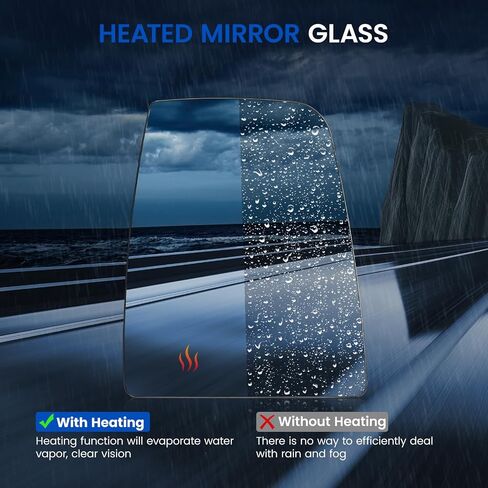 Passenger Right Side Upper Mirror Glass Compatible With Ford Transit T150 T250 T350 Tow Mirror 2015-2022, Side View Convex Heated Glass with Rear Holder Replaces CK4Z17K707D in Saudi Arabia