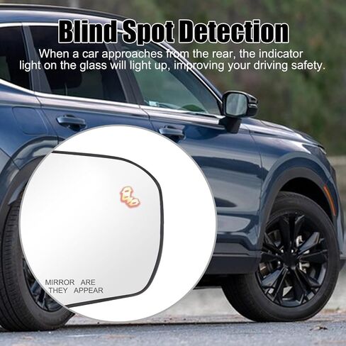 Passenger Side Mirror Glass for CRV EX, EX-L, Sport Hybrid 2023 2024 2025, Convex Heated Mirror Glass Replacement with Blind Spot Detection, without Auto Dimming in Kuwait