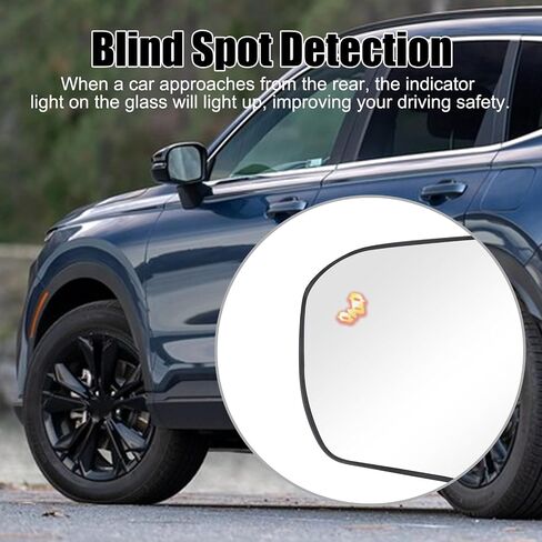 Passenger Side Mirror Glass for CRV EX, EX-L, Sport Hybrid 2023 2024 2025, Convex Heated Mirror Glass Replacement with Blind Spot Detection, without Auto Dimming in Kuwait