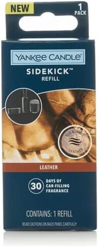Yankee Candle Car Jar Air Freshener Sidekick Refill for Visor Clip, Vent Clip, or Pendant - Leather (1 Pack) in Saudi Arabia