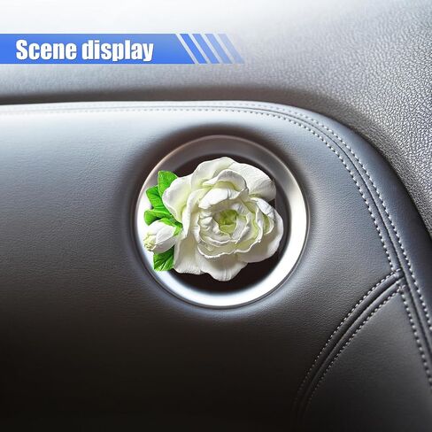 Jasmine Car Air Freshener Vent Clip, Cute Flower Dashboard Air Vent Trim Clip, Personalized Gypsum Car Aroma Diffuser, Universal Auto Interior Decoration Accessories for Women (White) in Saudi Arabia