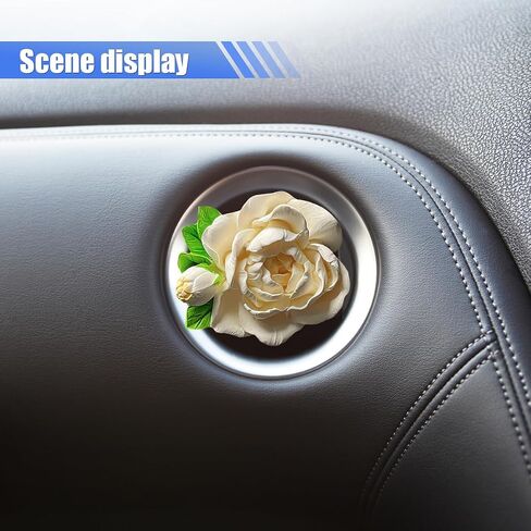 Jasmine Car Air Freshener Vent Clip, Cute Flower Dashboard Air Vent Trim Clip, Personalized Gypsum Car Aroma Diffuser, Universal Auto Interior Decoration Accessories for Women (White) in Saudi Arabia
