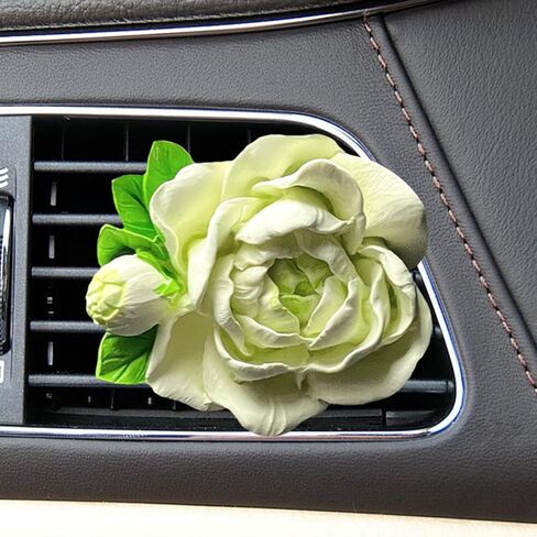 Jasmine Car Air Freshener Vent Clip, Cute Flower Dashboard Air Vent Trim Clip, Personalized Gypsum Car Aroma Diffuser, Universal Auto Interior Decoration Accessories for Women (White) in Saudi Arabia