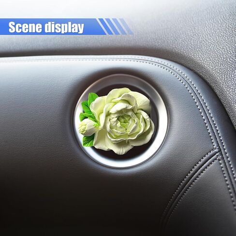 Jasmine Car Air Freshener Vent Clip, Cute Flower Dashboard Air Vent Trim Clip, Personalized Gypsum Car Aroma Diffuser, Universal Auto Interior Decoration Accessories for Women (White) in Saudi Arabia