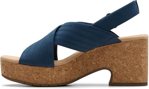 Clarks Women's Nerisa West Heeled Sandal ، Navy Nubuck ، 9 in Kuwait