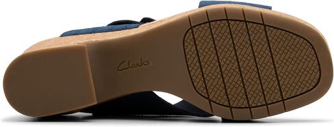 Clarks Women's Nerisa West Heeled Sandal ، Navy Nubuck ، 9 in Kuwait