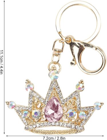 سلسلة مفاتيح Gloglow Crown ، Gold 3D Farmling Charm Rhinestons Crown Key Ring for Girls Women Car Keys Bag () in Saudi Arabia
