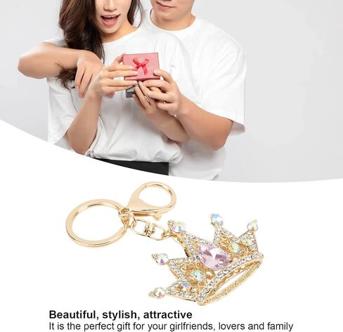 سلسلة مفاتيح Gloglow Crown ، Gold 3D Farmling Charm Rhinestons Crown Key Ring for Girls Women Car Keys Bag () in Saudi Arabia