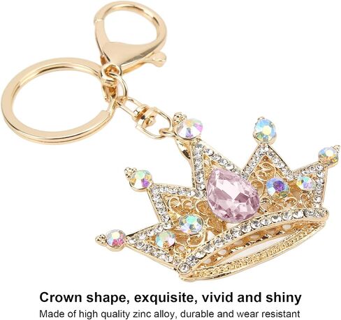 سلسلة مفاتيح Gloglow Crown ، Gold 3D Farmling Charm Rhinestons Crown Key Ring for Girls Women Car Keys Bag () in Saudi Arabia