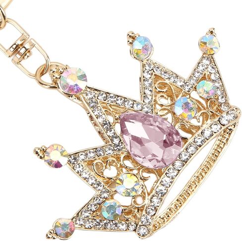 سلسلة مفاتيح Gloglow Crown ، Gold 3D Farmling Charm Rhinestons Crown Key Ring for Girls Women Car Keys Bag () in Saudi Arabia