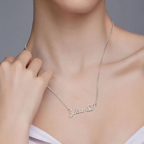 PicturesOnGold.com Personalized Script Name Necklace with Open Heart Custom Name Necklace Jewelry Gifts for Men & Women with any Name or Word - Chain Included in Saudi Arabia