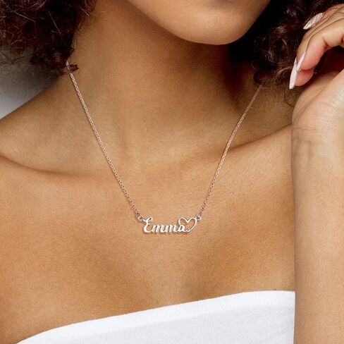 PicturesOnGold.com Personalized Script Name Necklace with Open Heart Custom Name Necklace Jewelry Gifts for Men & Women with any Name or Word - Chain Included in Saudi Arabia