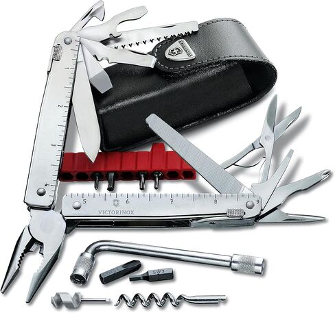 Victorinox Swiss Tool Spirit X Multi Tool, 24 Function Swiss Made with Locking Blade and Long-Nosed Pliers, incl. Leather Case - Silver in Kuwait
