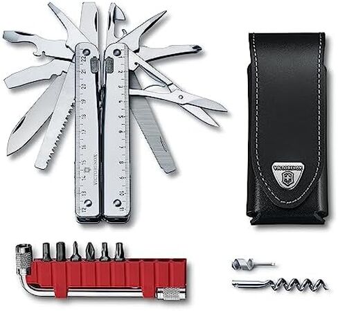 Victorinox Swiss Tool Spirit X Multi Tool, 24 Function Swiss Made with Locking Blade and Long-Nosed Pliers, incl. Leather Case - Silver in Kuwait