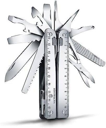 Victorinox Swiss Tool Spirit X Multi Tool, 24 Function Swiss Made with Locking Blade and Long-Nosed Pliers, incl. Leather Case - Silver in Kuwait