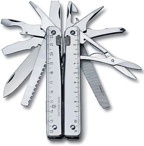 Victorinox Swiss Tool Spirit X Multi Tool, 24 Function Swiss Made with Locking Blade and Long-Nosed Pliers, incl. Leather Case - Silver in Kuwait