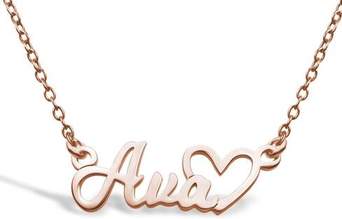 PicturesOnGold.com Personalized Script Name Necklace with Open Heart Custom Name Necklace Jewelry Gifts for Men & Women with any Name or Word - Chain Included in Saudi Arabia
