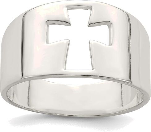 Bonyak Jewelry Sterling Silver Cross Ring Ring مصنوع يدويًا ، حجم 8 in Saudi Arabia
