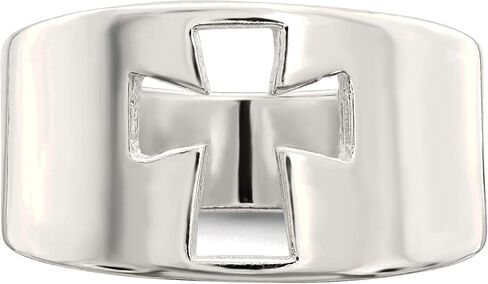 Bonyak Jewelry Sterling Silver Cross Ring Ring مصنوع يدويًا ، حجم 8 in Saudi Arabia