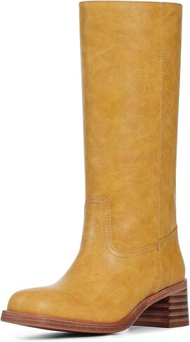 VOMIRA Women's Knee High Boots Wide Calf Boots Black Boots Square Toe Chunky Block Heel Long Boots Pull On Riding Boots Knight Boots Casual Comfortable Low Heel Womens Boots in Kuwait