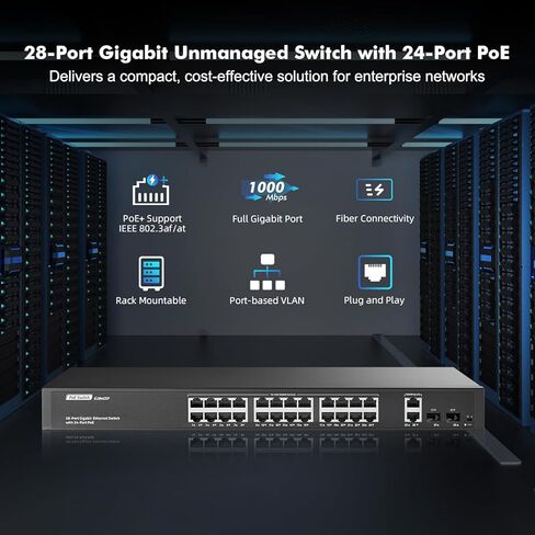 YuLinca 6 Port Mini Gigabit PoE Switch with 4 PoE+ Port, 1 Gigaibt RJ45 Uplink, 1 Gigabit SFP, IEEE802.3af/at, Max 65W, Metal Fanless Plug & Play Ethernet Switch in Kuwait