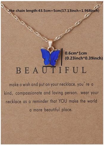 9 pcs Colorful Butterfly Pendant Necklace for Women Bohemian Acrylic Adjustable Retro Card Clavicle Chain Insect Animal Necklace Friend Friendship Party Jewelry Gift in Kuwait