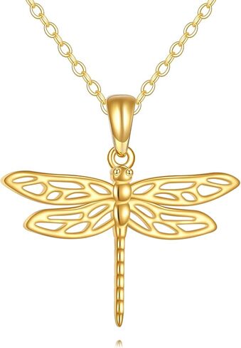 KECHO Dragonfly Necklace for Women 14K Sold Gold Heart Pendant Jewelry Birthday Gifts for Her in Saudi Arabia