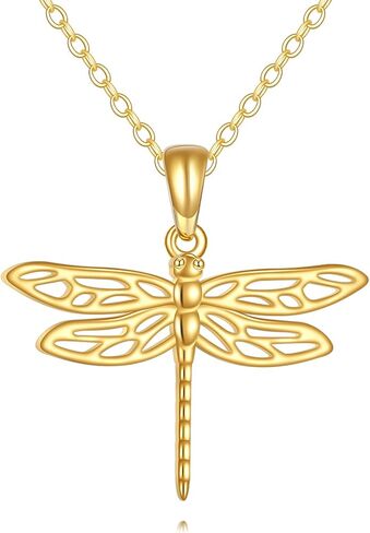 KECHO Dragonfly Necklace for Women 14K Sold Gold Heart Pendant Jewelry Birthday Gifts for Her in Saudi Arabia