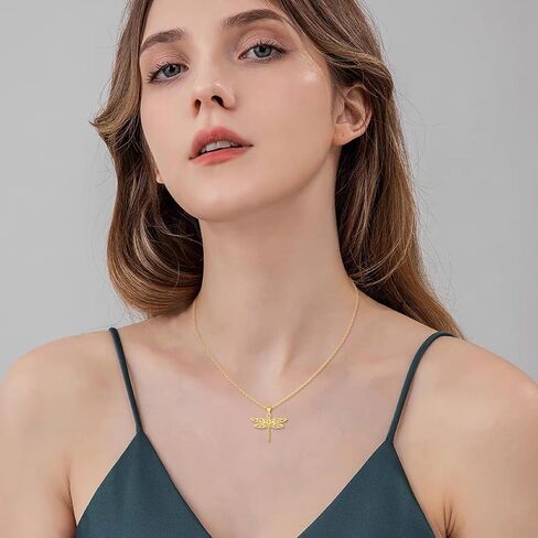 KECHO Dragonfly Necklace for Women 14K Sold Gold Heart Pendant Jewelry Birthday Gifts for Her in Saudi Arabia