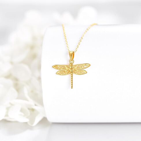KECHO Dragonfly Necklace for Women 14K Sold Gold Heart Pendant Jewelry Birthday Gifts for Her in Saudi Arabia
