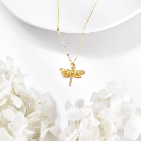 KECHO Dragonfly Necklace for Women 14K Sold Gold Heart Pendant Jewelry Birthday Gifts for Her in Saudi Arabia