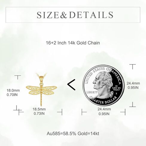 KECHO Dragonfly Necklace for Women 14K Sold Gold Heart Pendant Jewelry Birthday Gifts for Her in Saudi Arabia