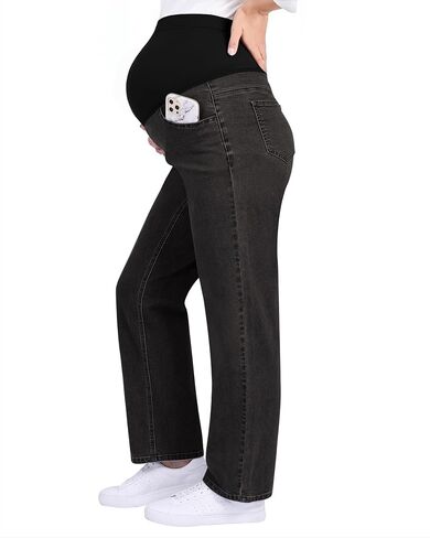 GRAPENT Maternity Jeans for Women Over Belly Comfy Pull On Straight Leg Casual Stretchy Denim Mom Jeans Pregnancy Pants in Saudi Arabia