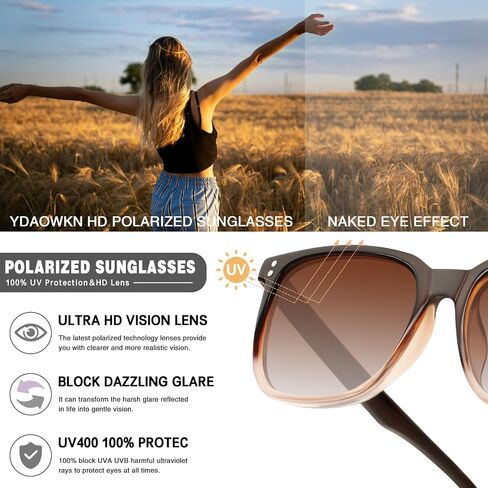 YDAOWKN Polarized Sunglasses for Women Men Retro Design Style Trendy Classic Sun Glasses UV400 Protection in Saudi Arabia