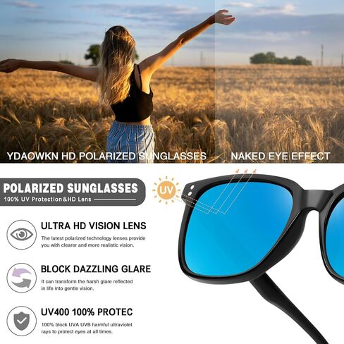 YDAOWKN Polarized Sunglasses for Women Men Retro Design Style Trendy Classic Sun Glasses UV400 Protection in Saudi Arabia