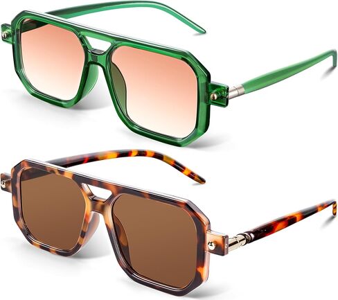 Vintage Square 70s Aviator Sunglasses for Women Men Classic Retro Stylish Frame UV400 Trendy Sunglasses in Kuwait