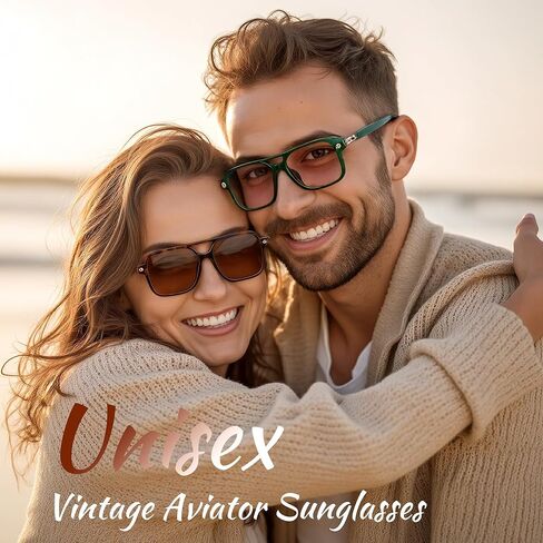 Vintage Square 70s Aviator Sunglasses for Women Men Classic Retro Stylish Frame UV400 Trendy Sunglasses in Kuwait