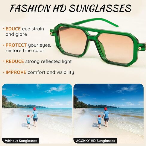 Vintage Square 70s Aviator Sunglasses for Women Men Classic Retro Stylish Frame UV400 Trendy Sunglasses in Kuwait