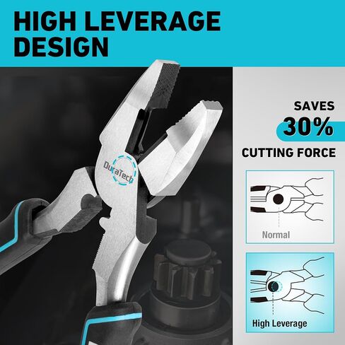 DURATECH 9.5 INCH High Leverage Linemans Pliers, Heavy Duty Side Cutters, Linesman Pliers for Wire Cutting, Crimping in Kuwait