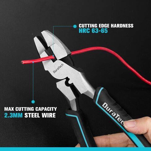 DURATECH 9.5 INCH High Leverage Linemans Pliers, Heavy Duty Side Cutters, Linesman Pliers for Wire Cutting, Crimping in Kuwait