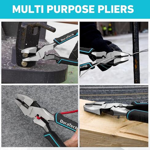 DURATECH 9.5 INCH High Leverage Linemans Pliers, Heavy Duty Side Cutters, Linesman Pliers for Wire Cutting, Crimping in Kuwait