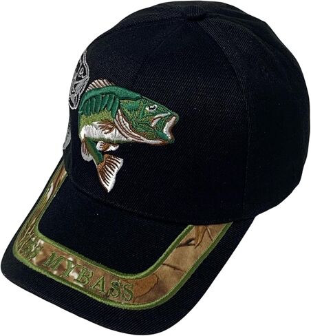 Unisex Embroidered Casual Kiss My Bass Fish Design Baseball Cap – Adjustable Outdoor Dad Hat in Kuwait