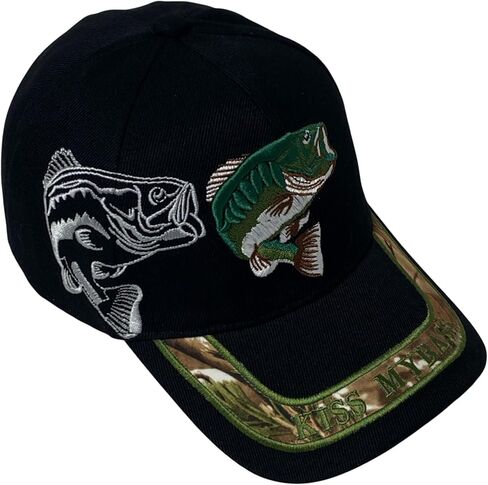 Unisex Embroidered Casual Kiss My Bass Fish Design Baseball Cap – Adjustable Outdoor Dad Hat in Kuwait