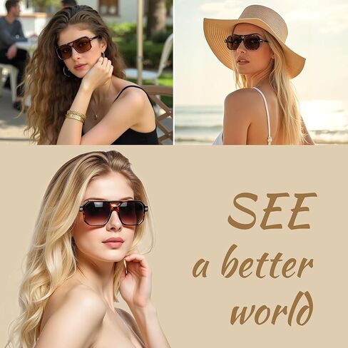 Vintage Square 70s Aviator Sunglasses for Women Men Classic Retro Stylish Frame UV400 Trendy Sunglasses in Kuwait